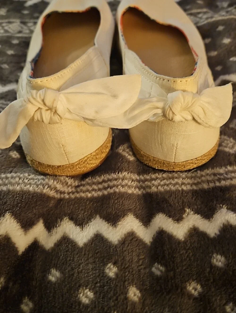 UGG Women's Cream Slip-On Ballet Flats with Patterned Lining